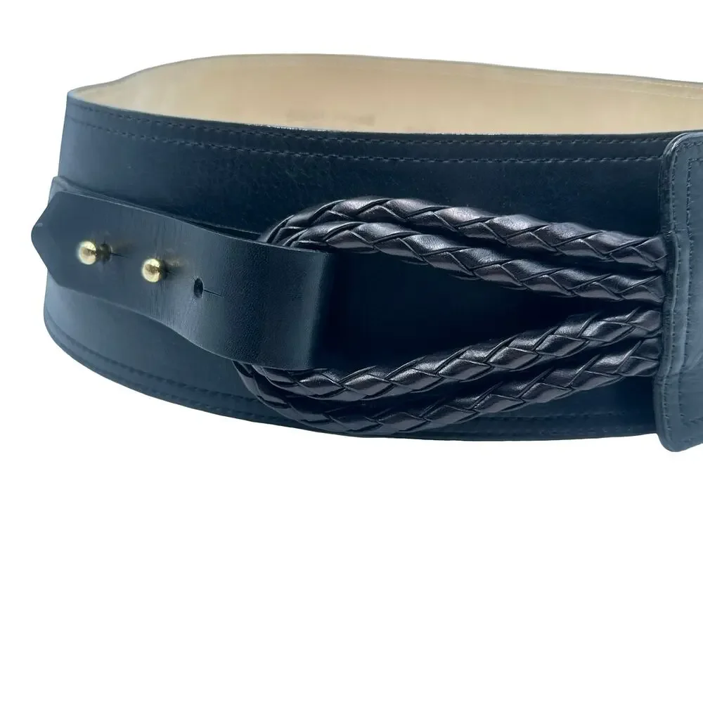 Streets Ahead for Neiman Marcus Black Leather and Suede Belt L - LARGE